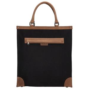 Beagles Canvas Boodschappentas met Leren Handvatten Deluxe Zwart
