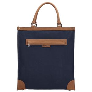Beagles Canvas Boodschappentas met Leren Handvatten Deluxe Blauw