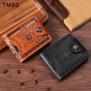 TongMeng Bag Supplies Personality Dollar Printed Men Short Wallets Wear-resistant PU Leather 2 Fold Coin Purse Magnetic Buckle Multi Slot Card Bag Boy Friend Birthday Gifts