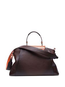 Santoni logo-debossed leather shoulder bag - Bruin