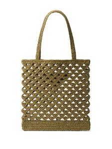 Prada logo-embroidered crochet tote bag - Groen