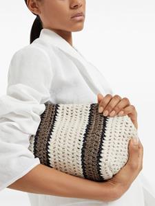 Brunello Cucinelli striped open-knit shoulder bag - Wit