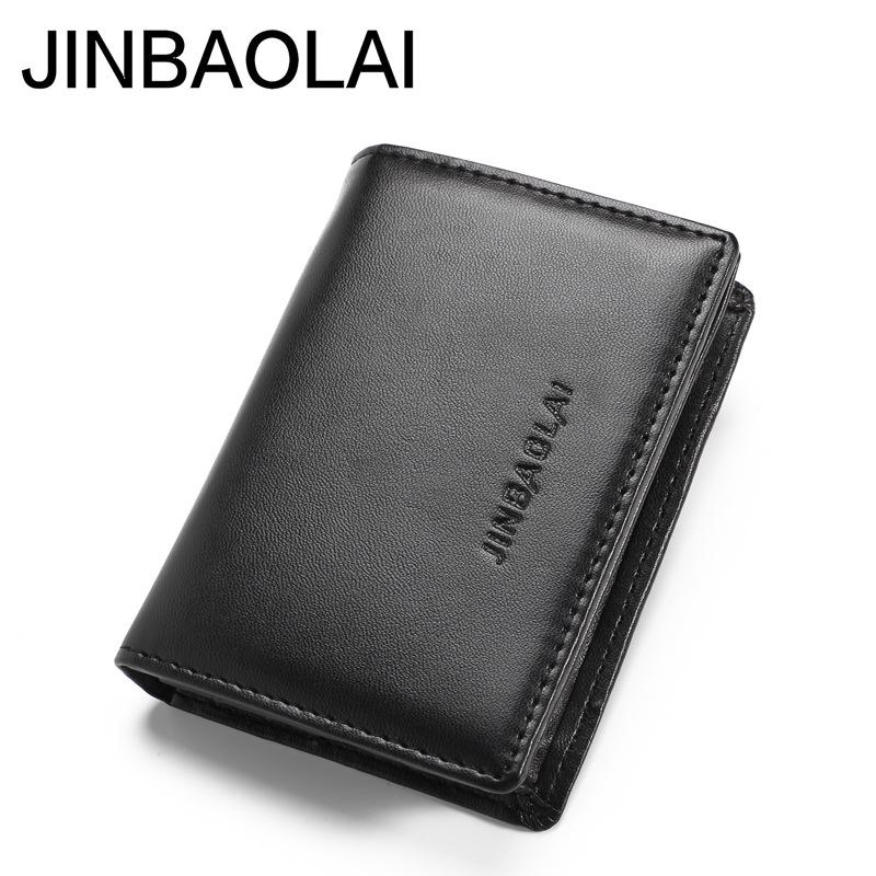 OuBang Leather Card Wallet JINBAOLAI Nieuwe mode herenportemonnee Hoge kwaliteit lederen herenportemonnee Ontwerp Portemonnee ID-houder Korte portemonnee