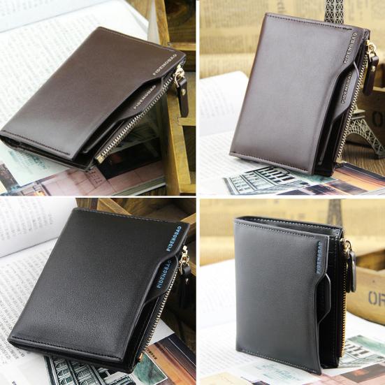 Bag Accessorries Korte verticale portemonnee van kunstleer voor heren, tweevoudige kaart, geld, portemonnee met meerdere sleuven