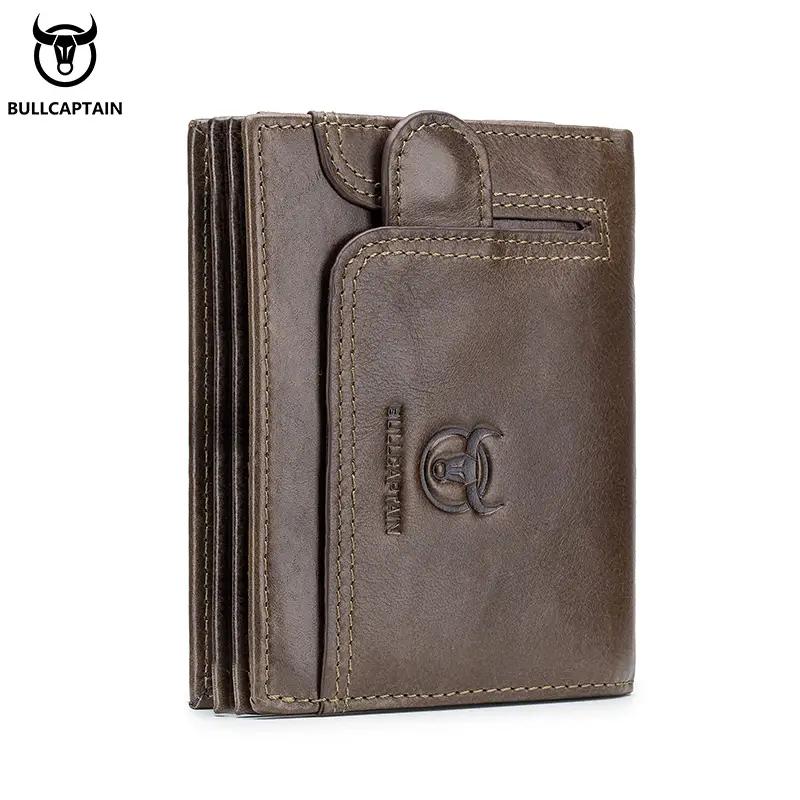 BULLCAPTAIN Large-capacity Men's Wallet Driver's License Retro Genuine Leather Wallet Multi-card Position Thickened Credit Card Wallet
