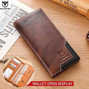 BULLCAPTAIN Cow Leather Men's Leather Wallet Large Capacity Wallet Credit Card Bag