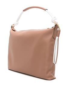 LIU JO Leren shopper met logoprint - Bruin