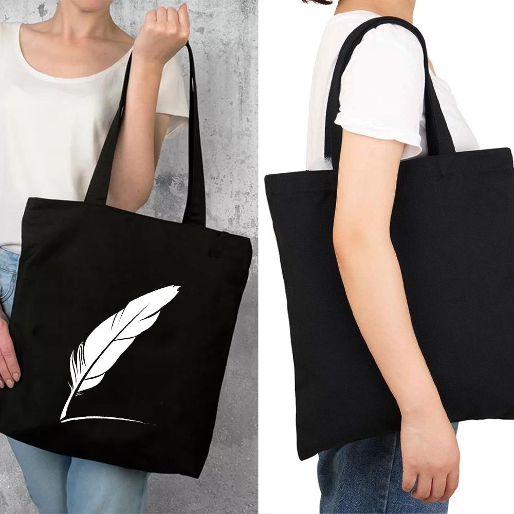 Aidegou17 Vrouwen shopper boodschappentassen veer patroon tote tas schouder grote capaciteit wild herbruikbare eco canvas boodschappen handtas