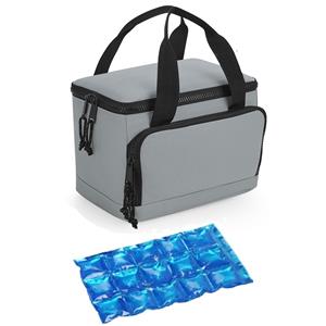 Bagbase Koeltas/lunch tas - incl koelelement - klein model - 24 x 17 x 17 cm - 2 vakken - grijs/zwart -