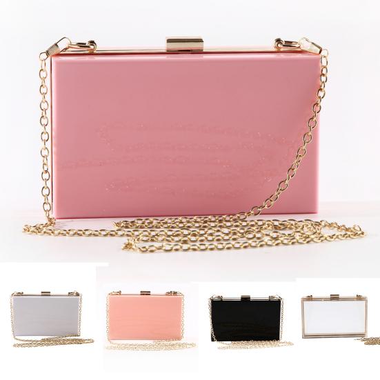 Bag Accessorries Women Transparent Crossbody Acrylic Clutch Bag with Chain for Party/Wedding