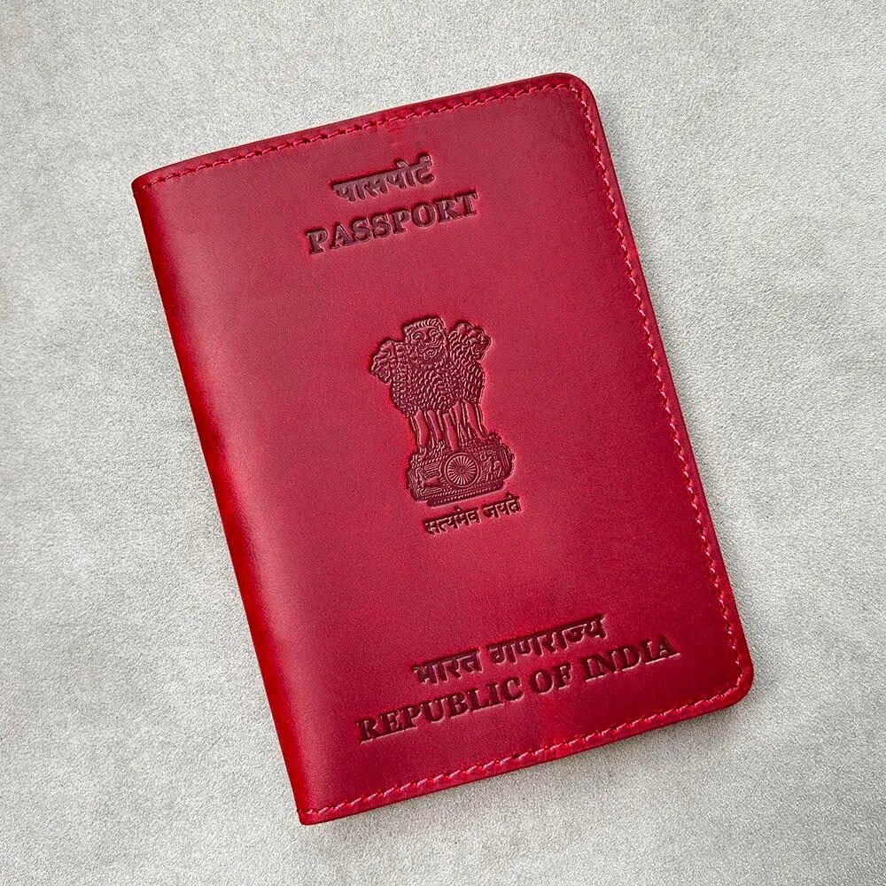 Rose Bag 100% Genuine Leather India Passport Cover  Crazy Horse Passport Wallet for Indian Size Photo Case for Passport