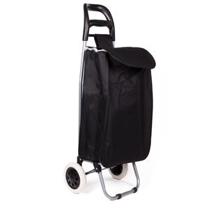 Boodschappen trolley tas - inhoud liter - zwart - met wielen - 32 x 21 x 92 cm -