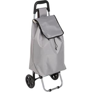 Boodschappen trolley tas - inhoud 30 liter - grijs - met wielen - 35 x 28 x 92 cm -