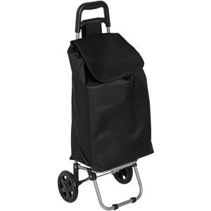 Boodschappen trolley tas - inhoud 30 liter - zwart - met wielen - 35 x 28 x 92 cm -
