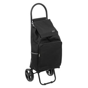 Boodschappen trolley tas met wielen - inhoud liter - zwart - x 30 x 95 cm -