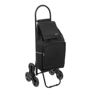 Boodschappen trolley tas met trapwielen - inhoud liter - zwart - 43 x x 99 cm -