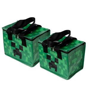 Puckator 2x Stuks Kleine lunch koeltas - Minecraft print - 21 x 15 x 14 cm - 4,4 liter -