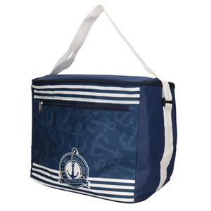 Gerimport koeltas schoudertas voor het strand - 18 liter - blauw met leuke print - 25 x 31 x 27 cm -