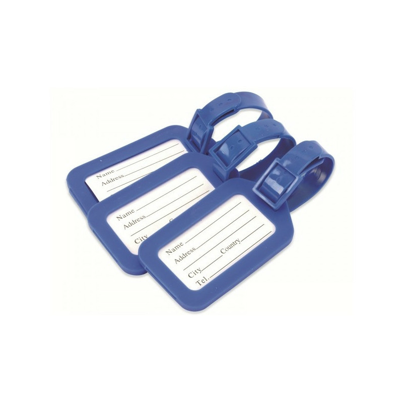 Dunlop Set van 3x kofferlabels / bagagelabels blauw kunststof -