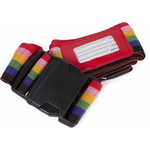 Kofferriem / bagageriem met label 183 cm regenboog kleuren -