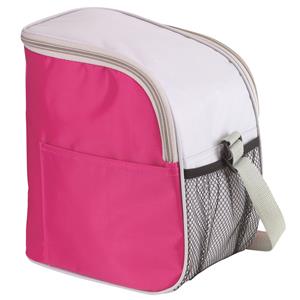 Merkloos Kleine koeltas/Lunch tas model Glaciaal - 23 x 16 x 26 cm - 1 vaks - roze/grijs - 9 Liter -