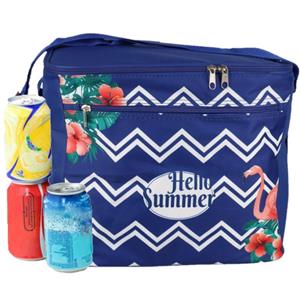 Gerimport Koeltas schoudertas blauw met zomer print 32 x 27 x 25 cm 18 liter -