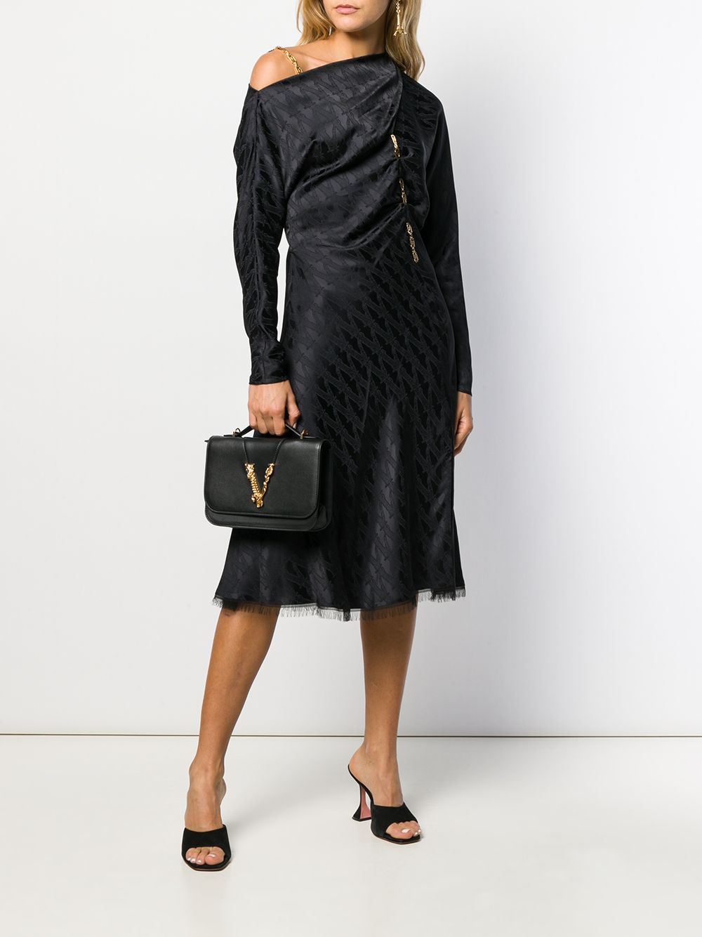 Versace schoudertas met logo - Zwart