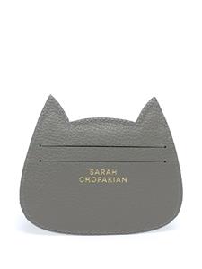 Sarah Chofakian Cat-face leather card holder - Grijs