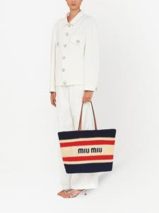 Miu Miu Shopper met logoprint - Beige