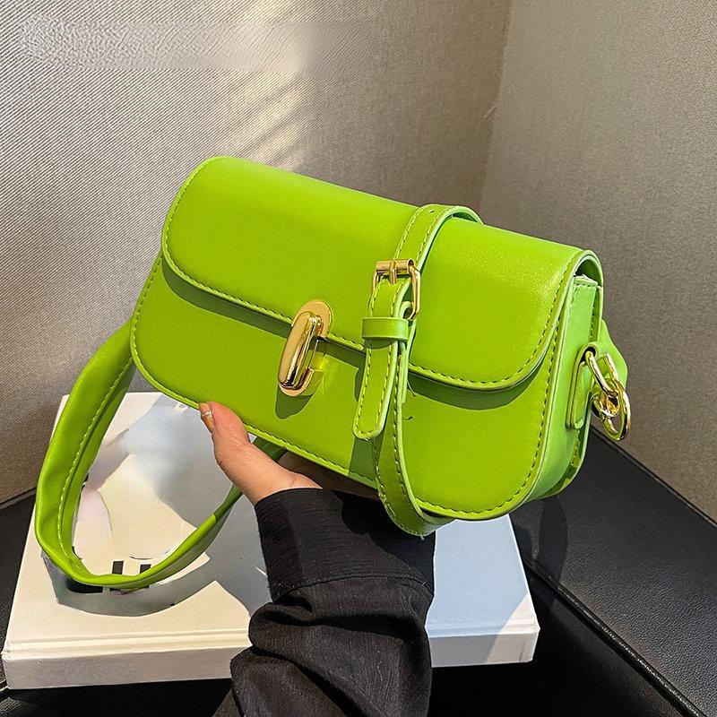 RUWB BAGS Green Small PU Leather Solid Color Simple Flap Shoulder Bags for Women 2024 Summer Trends Casual Handbag Ladies Crossbody Phone Purse