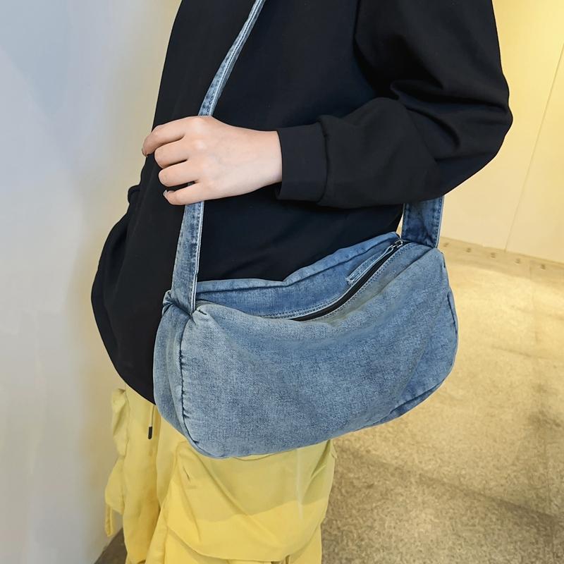 RUWB BAGS Vintage Denim Shoulder Crossbody Bags for Girls School Messenger Bags Travel Handbags Casual Large Capacity Women Shoulder Bags