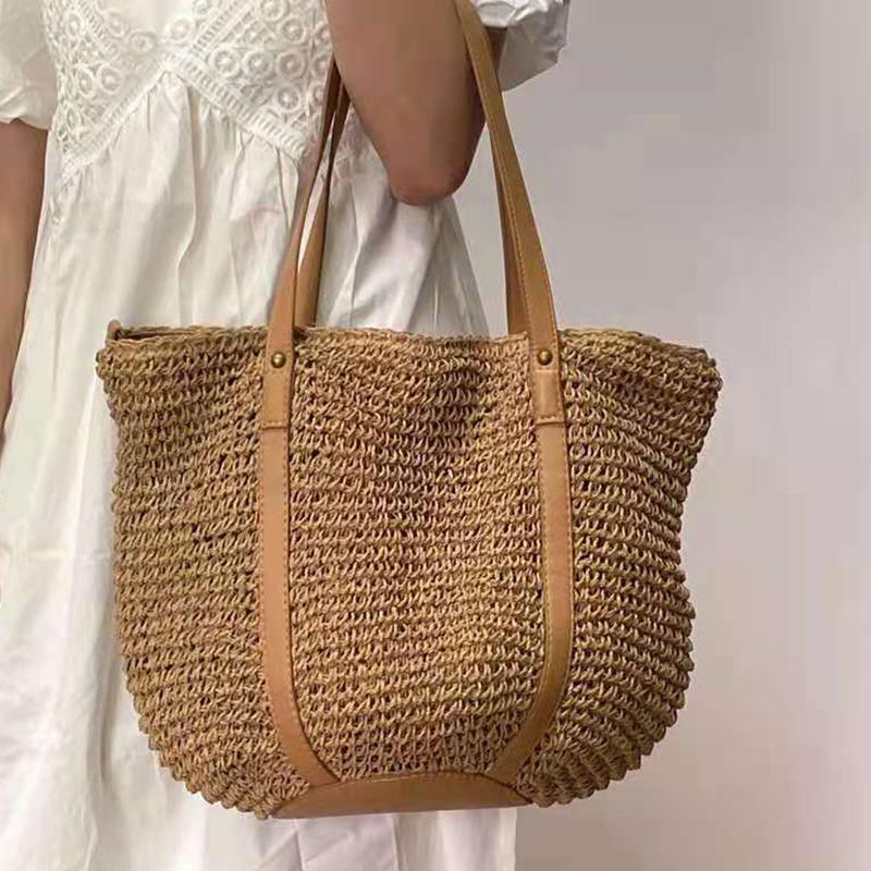 Yogodlns zomer grote capaciteit stro tas voor vrouwen geweven handgemaakte strandtassen vakantie aan zee tote tas rotan schoudertas