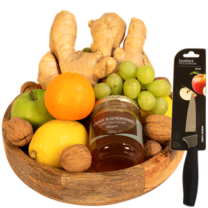 Boeketcadeau Gember honing fruitmand