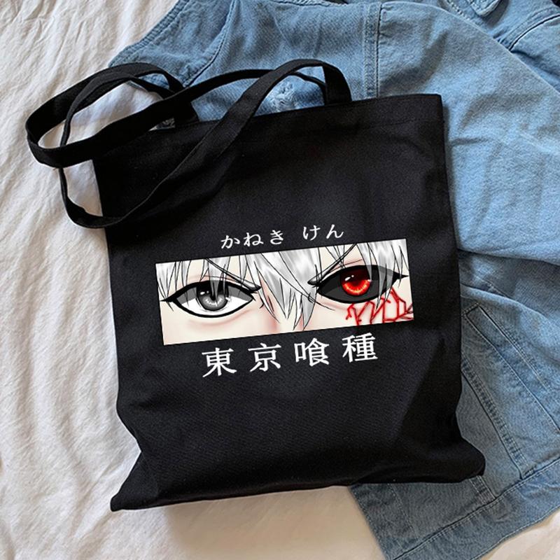 Aidegou17 Tokyo Ghoul canvas bag Japanese Anime women bag casual Harajuku gothic shopper bag Harajuku big capacity hip-hop shoulder bags