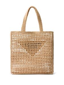 Prada logo-embroidered crochet tote bag - Beige