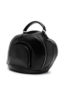 Juun.J Leren shopper met logoprint - Zwart