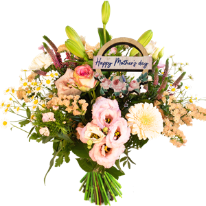 Boeketcadeau Moederdag boeket pastel roze zalm wit