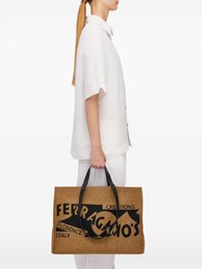 Ferragamo large Venna logo-embroidered tote bag - Oranje