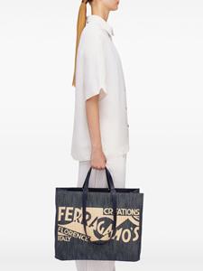 Ferragamo large Venna logo-embroidered tote bag - Blauw