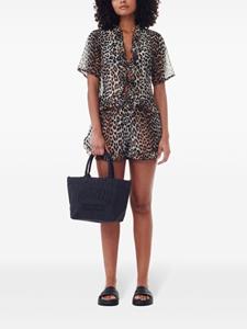 GANNI Shopper met geborduurd logo - Zwart