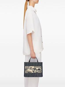 Ferragamo small Venna logo-embroidered tote bag - Blauw