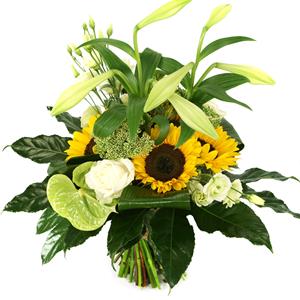 Boeketcadeau Modern boeket geel wit