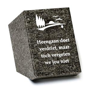 Gedenkartikelen Gedenksteen: Heengaan doet verdriet, maar toch vergeten wij jou niet
