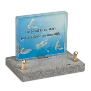 Gedenkartikelen FotoGlas 12x10cm: De band is zo sterk, het afscheid zo moeilijk