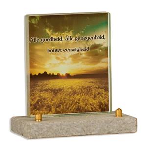 Gedenkartikelen FotoGlas 10x12cm: Alle goedheid alle genegenheid, bouwt eeuwigheid