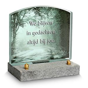 Gedenkartikelen FotoGlas 12x14cm: We blijven in gedachte altijd bij jou