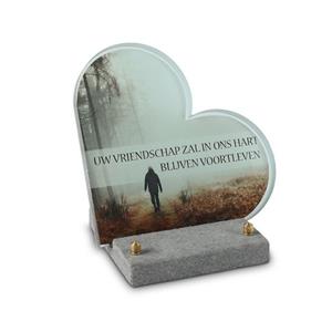 Gedenkartikelen FotoGlas hart 17x17cm: Uw vriendschap