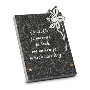 Gedenkartikelen Gedenksteen 17x22cm met Bloem: Je liefde, je warmte, je lach