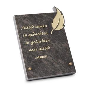 Gedenkartikelen Gedenksteen 16x22cm met Blad: Altijd samen in gedachten