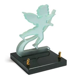 Gedenk Idee Memorialshop Glasmonument Engel 15x20cm op sokkel met tekstkader